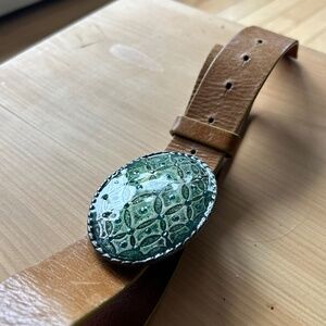 Y2K GAP leather belt with turquoise buckle size xs